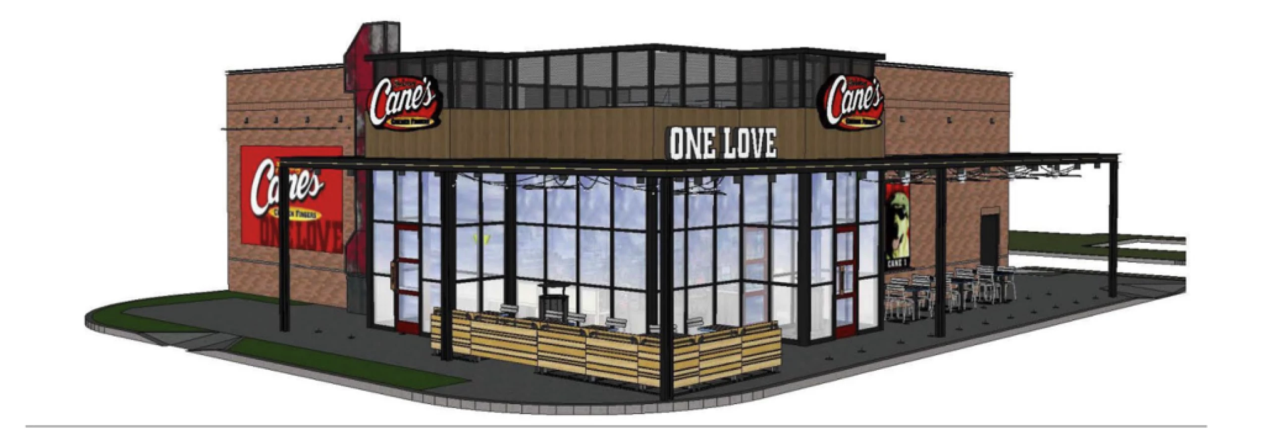 A proposed rendering of a the new Raising Cane’s coming to Cache Valley.